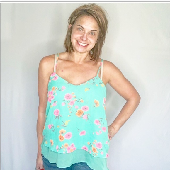 Paisley Kate Tops - BOHO PAISLEY KATE MINT GREEN FLORAL CAMISOLE